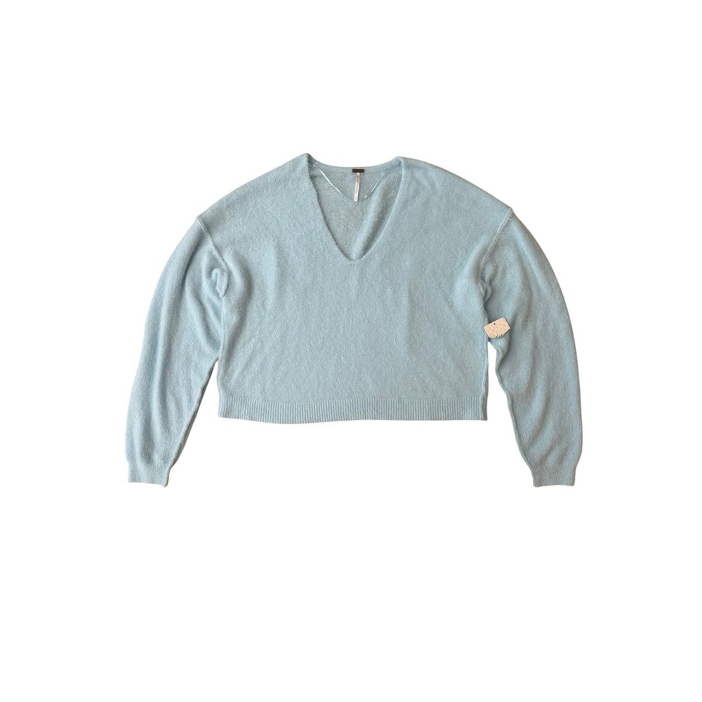 NWT Free People People Size S‎ Long Sleeve Delicate Blue Princess Sweater V-Neck